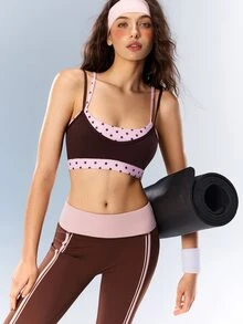 Bra Olahraga Wanita Streetwear Motif Polkadot Colorblock - MultiWarna - View 6
