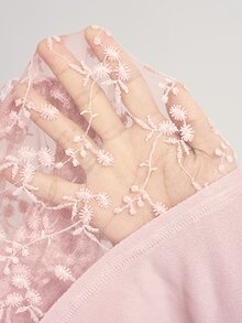 Bohemela Women's Elegant Solid Color Lace Patchwork Sweatshirt - Pink - View 8