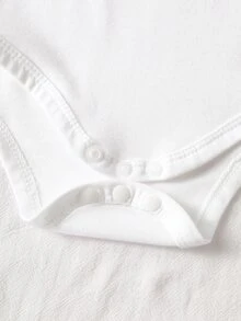 SHEIN Vintaside Kids 嬰兒幼兒秋冬高領內搭套裝，寶寶內著外穿白色內層上衣，5件套上衣組，棉混紡親膚柔軟 - 白色 - 查看 4