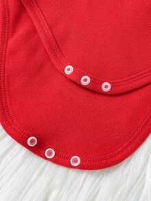 SHEIN Infant Baby Boy Girl Unisex Cute Christmas Pattern Reindeer Design Red Color Autumn Winter Romper - Orange - View 8