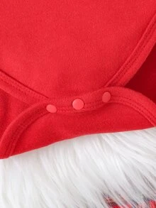 SHEIN Infant Baby Boy Girl Unisex Cute Christmas Pattern Reindeer Design Red Color Autumn Winter Romper - Orange - View 9