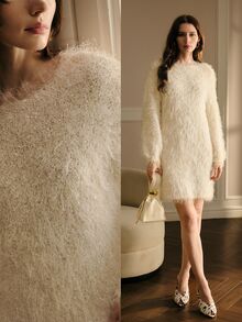 MOTF GAUN SWEATER BERBULU POLOS - Aprikot - View 9