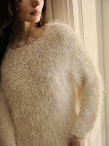 MOTF GAUN SWEATER BERBULU POLOS - Aprikot - View 3