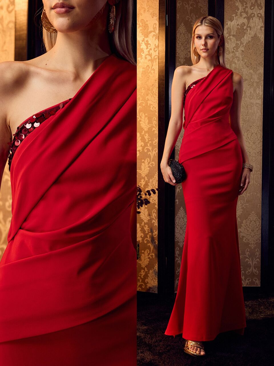 MOTF Soiréza WOMEN'S ELEGANT ONE-SHOULDER MERMAID HEM LONG DRESS FOR FORMAL OCCASIONS