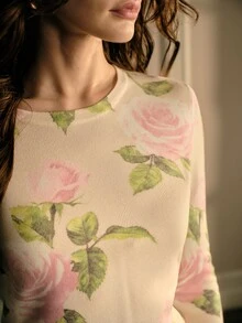 MOTF PREMIUM WOMEN FLORAL PATTERN SLIM FIT SWEATER - Apricot - View 3