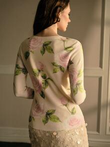 MOTF PREMIUM WOMEN FLORAL PATTERN SLIM FIT SWEATER - Apricot - View 4