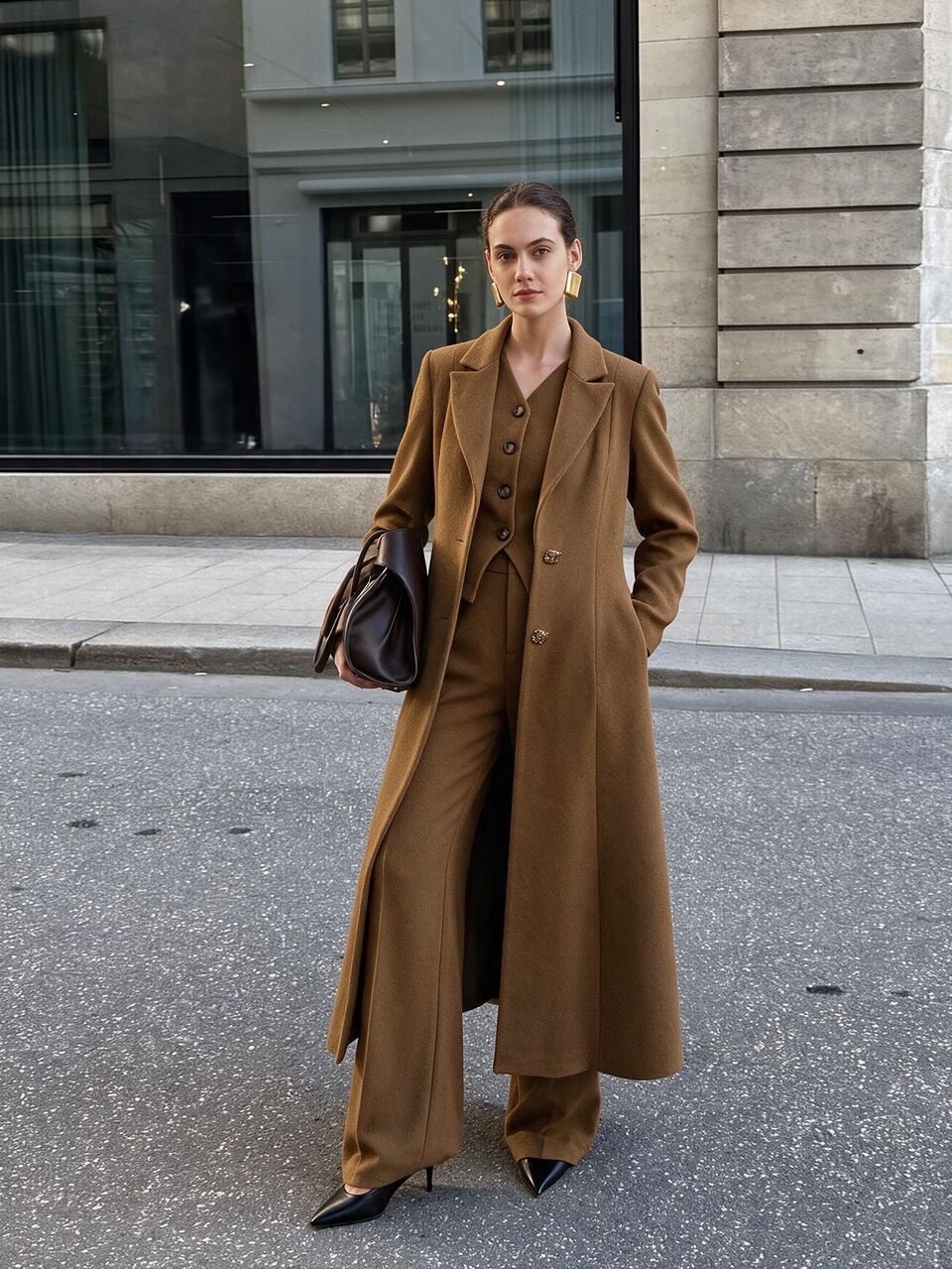 MOTF WOMEN'S AUTUMN/WINTER CINCHED WAIST CINCHED WAIST OVERCOAT
