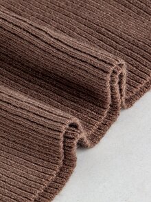 SHEIN Maternity Solid Color Casual Daily Knit Dress - Coffee - View 13