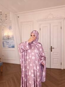 Al Najma Women's Floral Print Casual Party & Travel Robe - Baby Pink - View 1