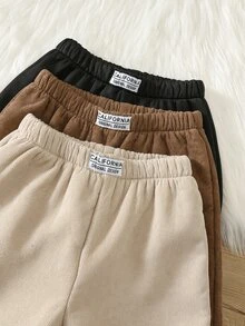 3件組男童秋冬休閒百搭燈芯絨保暖內裡純色運動長褲，保暖內裡長褲，百搭長褲多件組，男童秋冬長褲 - 彩色 - 查看 7