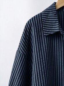 SHEIN LUNE 大尺碼女款條紋休閒日常穿著襯衫 - 彩色 - 查看 3