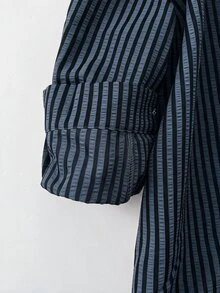 SHEIN LUNE 大尺碼女款條紋休閒日常穿著襯衫 - 彩色 - 查看 4
