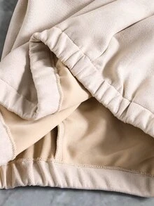 2pcs/Set Girls Big Tween Girl Jacket Set, Long Sleeve Knit Jacket, Beige Color Block Design School Matching Family Fall Athletic 80s Cowboy Sport - Apricot - View 4