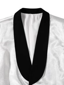 Manfinity AFTRDRK Men's White Blazer And Flared Trousers, Glamorous Party Style Casual Suit Set - Multicolor - View 6