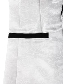 Manfinity AFTRDRK Men's White Blazer And Flared Trousers, Glamorous Party Style Casual Suit Set - Multicolor - View 5