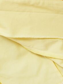 SHEIN MOD Women Solid Round Neck Gigot Sleeve Button Front Short Sleeve Yellow Sweet Cute Elegant Two Pieces Mini Skirt Set Vacation Spring Autumn Winter - Pale Yellow - View 6