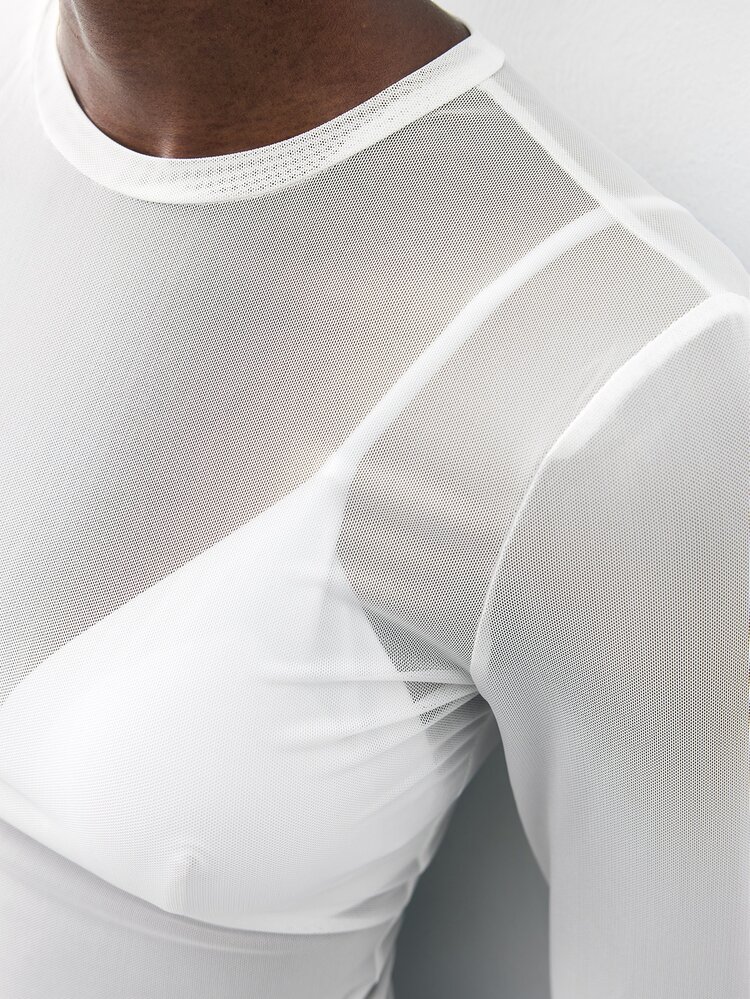 Maija Casual Minimalist Women's White Semi-Sheer Mesh Base Layer Top, Urban Casual Fashion Modern Elegant, Casual, And Stylish Elegant Casual - Multicolor - View 7