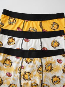GARFIELD | SHEIN Men's Colorblock Cartoon Print Casual Daily Boxer Briefs - Yellow - View 7