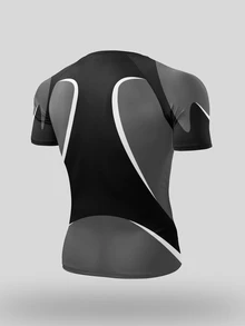 GymBeat Men's Letter Print Colorblock Slim Fit Versatile Sports T-Shirt, Gym - Multicolor - View 2