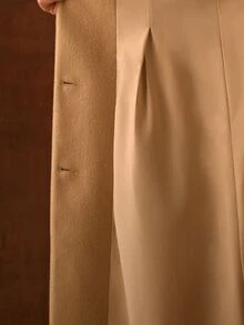MOTF PREMIUM WOMEN'S AUTUMN/WINTER VINTAGE FUZZY LARGE LAPEL WAIST-TIE LONG OVERCOAT - Khaki - View 8