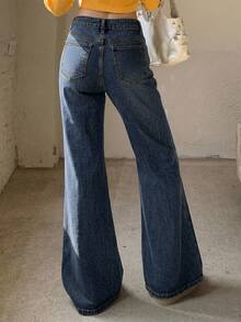 DAZY Women's Low-Waist Flare Jeans - Dark Wash - View 4