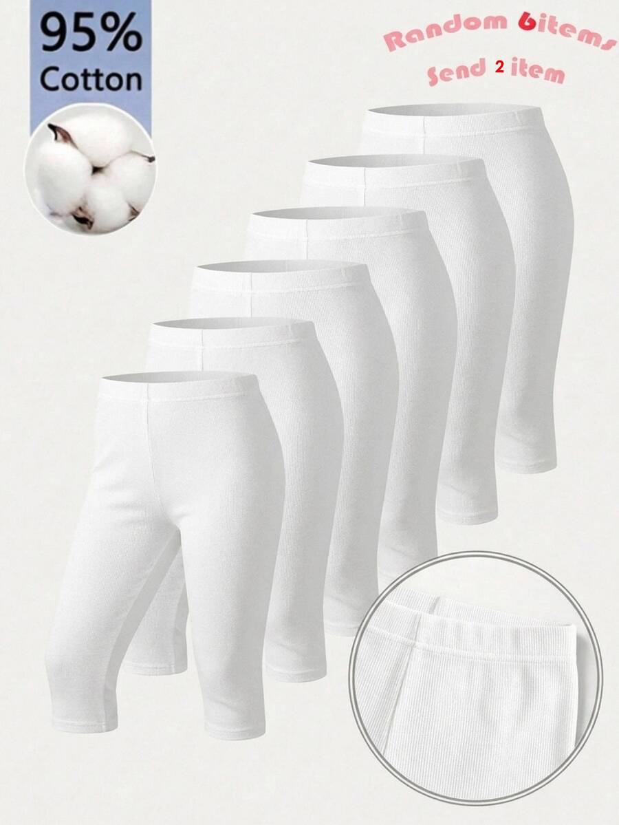 SHEIN Girlism Tween Girl 2pcs RANDOM Tween Girls Kids Solid Leggings - White - View 1