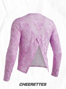 SHEIN Cheerettes Kaos Olahraga Jala Lengan Panjang Kasual Serbaguna untuk Lari dan Kebugaran - Purple - View 3