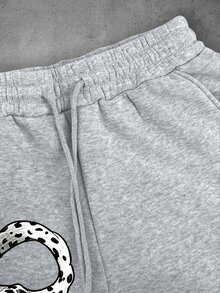 Manfinity EMRG Men's Leopard Print Drawstring Waist Pocket Casual Sweatpants - Grey - View 5