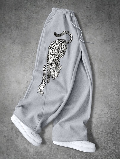Manfinity EMRG Men's Leopard Print Drawstring Waist Pocket Casual Sweatpants