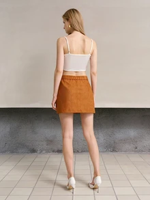 MOTF PREMIUM WOMEN'S BROWN FORMAL SKIRT, AUTUMN/WINTER - Brown - View 4