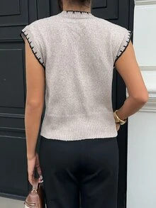 Siren Gaze Women's New Autumn Colorblock Knit Vest - Khaki - View 2