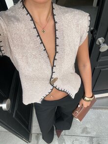Siren Gaze Women's New Autumn Colorblock Knit Vest - Khaki - View 6