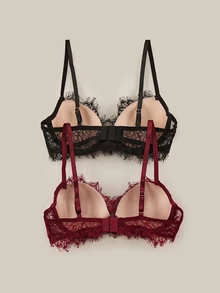 Bralution 2pcs/Set Molded Cup French Classic Sexy Lingerie Bra Set For Women - Multicolor - View 9