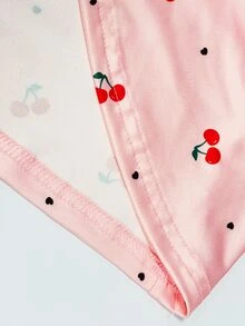 Tween Girls Girls' Fruit Cherry Digital Print Spaghetti Strap Mini Dress, Outfit - Pink - View 8