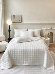 Made In Turkey Bedspread Set With Pillowcases Soft Touch Bed Cover 250*260 ////  180*240 - Creamy White - View 2
