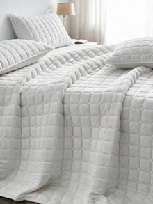 Made In Turkey Bedspread Set With Pillowcases Soft Touch Bed Cover 250*260 ////  180*240 - Creamy White - View 3