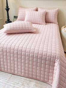 Made In Turkey Bedspread Set With Pillowcases Soft Touch Bed Cover 250*260 ////  180*240 - Pink - View 4