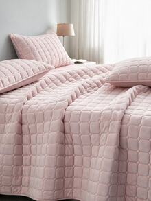 Made In Turkey Bedspread Set With Pillowcases Soft Touch Bed Cover 250*260 ////  180*240 - Pink - View 3