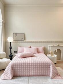 Made In Turkey Bedspread Set With Pillowcases Soft Touch Bed Cover 250*260 ////  180*240 - Pink - View 2