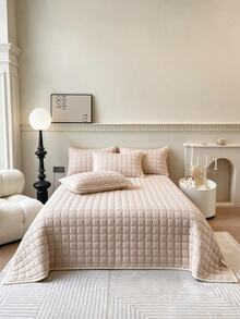 Made In Turkey Bedspread Set With Pillowcases Soft Touch Bed Cover 250*260 ////  180*240 - Beige - View 2