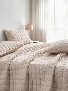 Made In Turkey Bedspread Set With Pillowcases Soft Touch Bed Cover 250*260 ////  180*240 - Beige - View 4