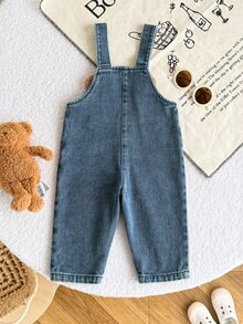 Playful Pals Toddler Boys' Casual Cute Cartoon Bear Pattern Washed White Blue And Brown, Versatile And Comfortable Beach Gym Holiday Nursery Summer - Medium Wash - View 2