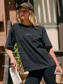 GLOWMODE X Harry Potter 100% Cotton Relaxed Tee With Ribbed Neckline & Embroidered Front & Back Daily Casual Summer Wear - Black - View 2