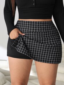 Solflare Plus Size Fashion Commuter Plaid Skirt Fall - Multicolor - View 4