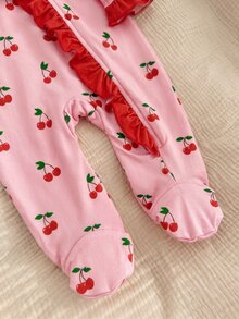 SHEIN Newborn Baby Boy Cute Knitted Casual Cartoon Bear Pattern Romper & Headband Set - Pink - View 4