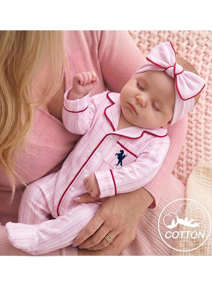 SHEIN Piyama Bayi Baru Lahir Motif Ksatria Kasual untuk Harian di Rumah Celana Panjang Terusan Satu Potong - Baby Pink - View 1