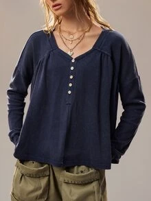 SHEIN 女款休閒極簡純色運動衫 - 寶藍色 - 查看 5