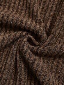 Selianne Solid Plunging Neck Ribbed Knit Dress Dinner Night Out Date Night Going Out Dark Brown Autumn Sexy - Brown - View 8