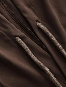 SHEIN Cheerettes Casual Versatile Solid Color Hooded Sweatshirt - Chocolate Brown - View 7