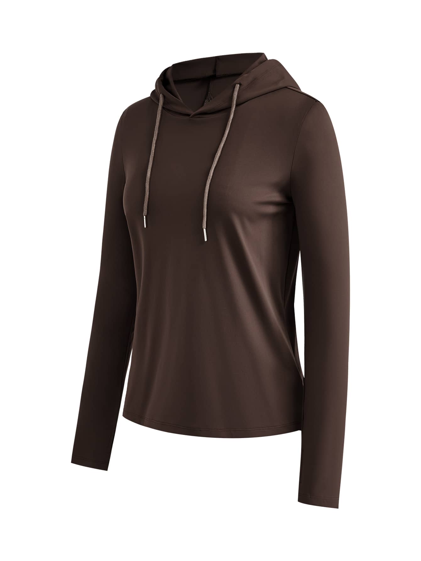 SHEIN Cheerettes Casual Versatile Solid Color Hooded Sweatshirt - Chocolate Brown - View 8